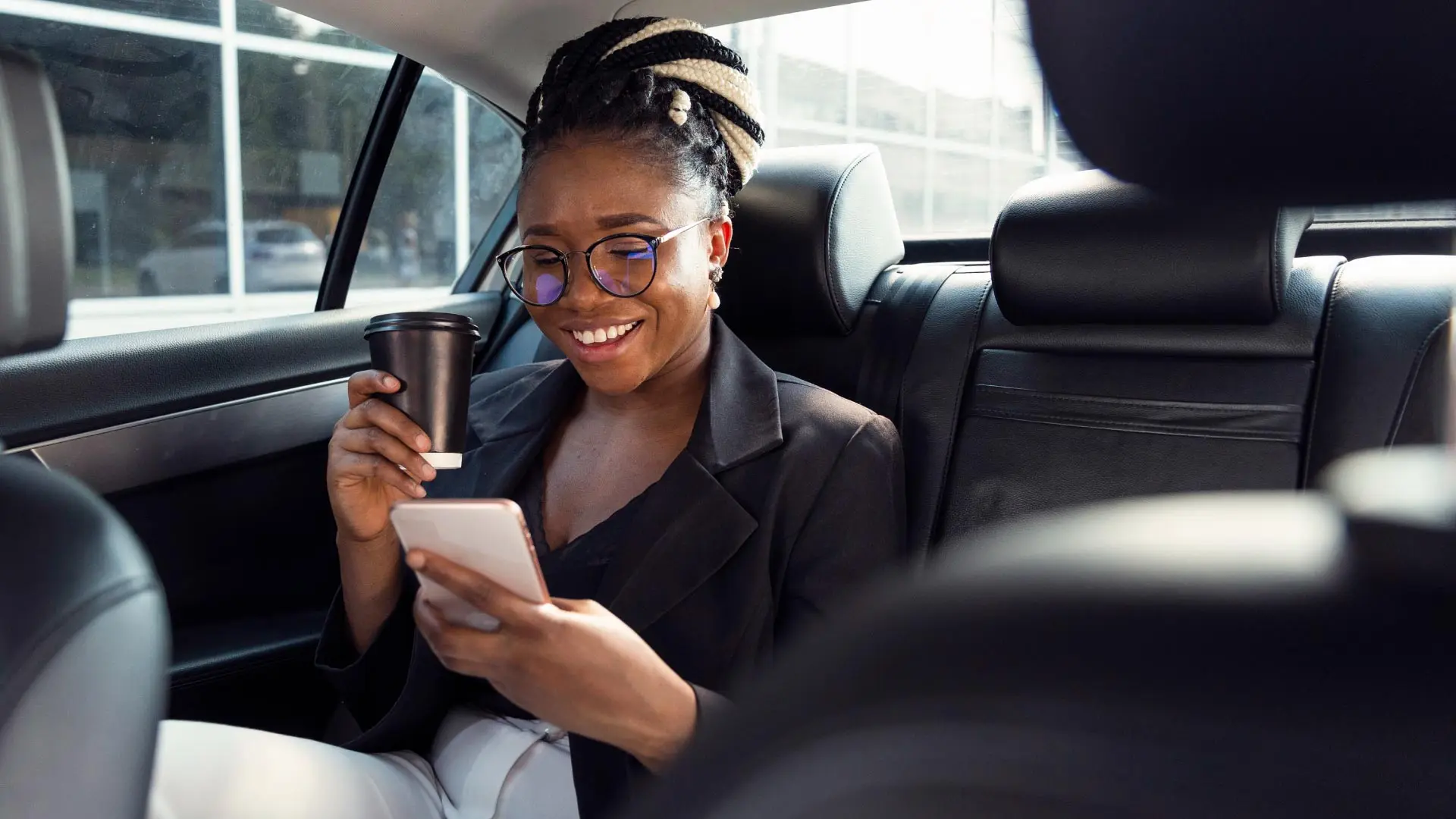 Smiling driver in a car